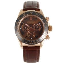 Rolex Daytona Automatic Rotgold Ceramic Lünette Mit Brown Dial-Brown Leather Strap