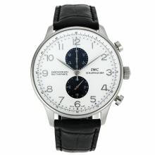 IWC Portugieser Chronograph Arbeitsgruppe Silber Marker Mit White Dial-Leather Strap