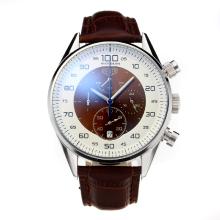 Tag Heuer Mikrotimer Working Chronograph Mit White / Brown Dial-Brown Leather Strap