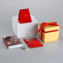 Omega High Quality Orange Wooden Box With Instruction Manual Set