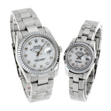 Rolex Datejust Automatic Diamant-Marker Mit Weißem Zifferblatt S / S-Saphirglas