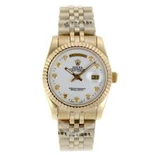 Rolex Day-Date Automatic Full Gold Diamond Marker Mit White Dial-Saphirglas