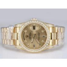 Rolex Day-Date Automatic Full Gold Mit Diamant Lünette-Golden Dial