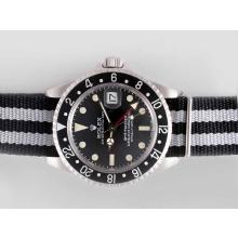 Rolex GMT-Master Automatic Working GMT Black Dial Und Lünette Mit Nylon Strap Vintage Edition