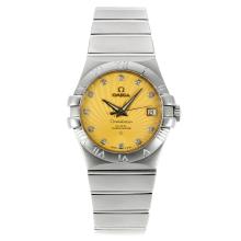 Omega Constellation Automatic Diamant Marker Mit Yellow Dial S/S-18K Plated Gold Bewegung