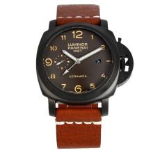 Panerai Luminor GMT Automatic PVD-Gehäuse Mit Brown Dial-Brown Leather Strap