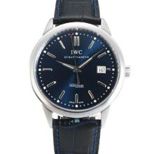 IWC Ingenieur Swiss ETA 2824 Automatik-Uhrwerk Mit Blauem Zifferblatt-Black Leather Strap-Saphirglas