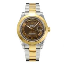 Rolex Day-Date II Automatische Two Tone Roman Markers Mit Brown Dial