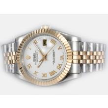 Rolex Datejust Automatic Two Tone Mit White Dial-Roman Marking