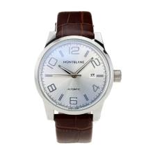 Mont Blanc Classic Automatic Mit Silver Dial-Brown Leather Strap
