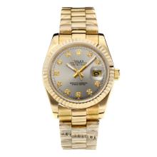 Rolex Datejust Automatic Voller Gold Diamant-Marker Mit Gray Dial