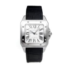 Cartier Santos Dumont Quadratisch Schweizer ETA 2824 Automatik-Uhrwerk Mit White Dial-Saphirglas-Lederband