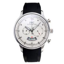 IWC Chronograph Arbeitsgruppe Mit Weißem Zifferblatt-Kautschuk-Armband