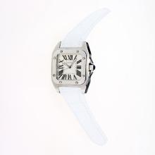 Cartier Santos 100 Schweizer ETA Uhrwerk Mit White Dial-Weiß Lederband