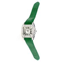 Cartier Santos 100 Schweizer ETA Uhrwerk Mit White Dial-Grün Lederband