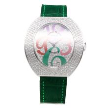 Franck Muller Conquistador Diamond Bezel and Dial with Green Leather Strap
