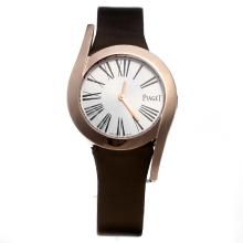 Piaget Limelight Rose Gold Case with Silver Dial-Brown Leather Strap
