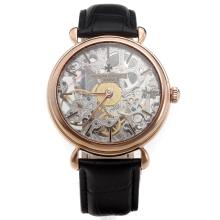 Vacheron Constantin Manual Winding Rose Gold Case with Skeleton Dial-Leather Strap-2