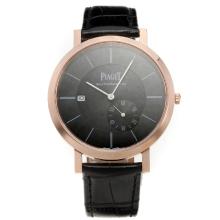 Piaget Altiplano Automatic Rose Gold Case with Black Dial-Leather Strap