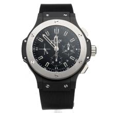 Hublot Big Bang Chronograph Swiss Valjoux 7750 Movement PVD Case with Black Dial-Rubber Strap