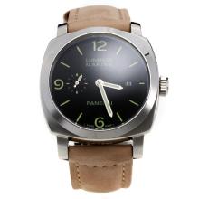Panerai Luminor Marina Asia Valjoux 7750 Movement Green Stick Markers with Black Dial-Leather Strap
