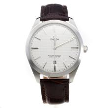 Omega Master Co-Axial Swiss ETA 2836 Movement with White Dial-Leather Strap