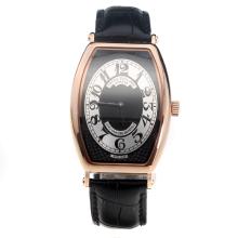 Patek Philippe Gondolo Rose Gold Case Black Dial with Leather Strap-Lady Size