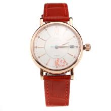 IWC Portofino Rose Gold Case White Dial with Red Leather Strap-Lady Size