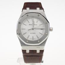 Audemars Piguet Royal Oak MIYOTA 9015 Automatic Movement with White Dial-Leather Strap
