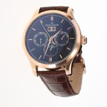 Jaeger-Lecoultre Master Control Automatic Rose Gold Case with Black Dial-Leather Strap