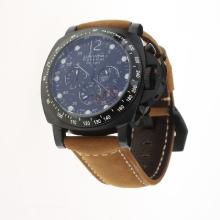 Panerai Luminor Daylight Working Chronograph PVD Case with Black Dial-Leather Strap-4