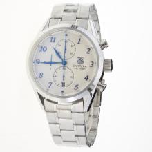 Tag Heuer Carrera Cal.1887 Working Chronograph Number Markers with White Dial S/S-2