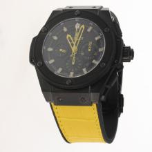 Hublot King Power Chronograph Swiss Valjoux 7750 Movement Ceramic Case Yellow Markers with Black Dial