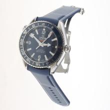 Omega Seamaster Co-Axial Working GMT Swiss CAL 8605 Movement Ceramic Bezel with Blue Dial-Rubber Strap-1