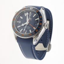 Omega Seamaster Co-Axial Working GMT Swiss CAL 8605 Movement Ceramic Bezel with Blue Dial-Rubber Strap