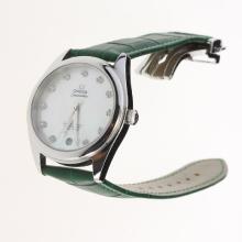 Omega Seamaster Swiss ETA 8500 Movement with MOP Dial-Green Leather Strap