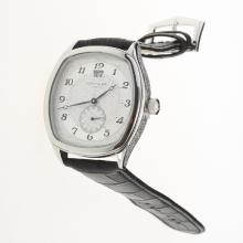 Patek Philippe Number Markers with White Dial-Leather Strap