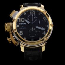 U-Boat Italo Fontana Working Chronograph Two Tone Case with Black Dial-Leather Strap