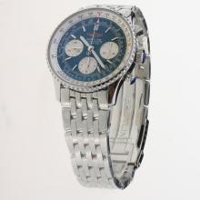 Breitling Navitimer Chronograph Swiss Valjoux 7750 Movement Stick Markers with Blue Dial S/S