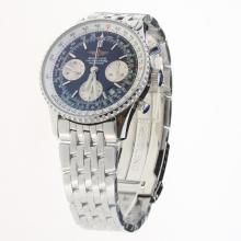 Breitling Navitimer Chronograph Swiss Valjoux 7750 Movement Stick Markers with Black Dial S/S