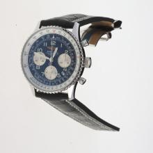 Breitling Navitimer Chronograph Swiss Valjoux 7750 Movement Number Markers with Black Dial-Leather Strap