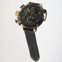 U-Boat Italo Fontana Working Chronograph PVD/Gold Case with Black Dial-Leather Strap
