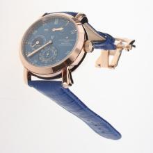 Vacheron Constantin 18K Plated Gold Automatic Movement Rose Gold Case with Blue Dial-Leather Strap