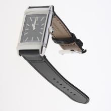 Jaeger-Lecoultre Reverso Stick Markers with Black Dial-Leather Strap-2