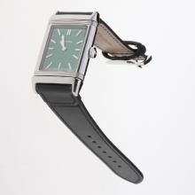 Jaeger-Lecoultre Reverso Stick Markers with Green Dial-Leather Strap