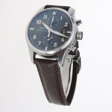 IWC Pilot Chronograph Swiss Valjoux 7750 Movement with Black Dial-Leather Strap-3