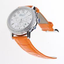 Chopard Imperiale Working Chronograph Diamond Bezel with MOP Dial-Orange Leather Strap
