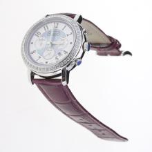 Chopard Imperiale Working Chronograph Diamond Bezel with Purple MOP Dial-Purple Leather Strap