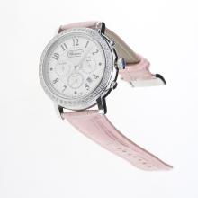 Chopard Imperiale Working Chronograph Diamond Bezel with MOP Dial-Pink Leather Strap
