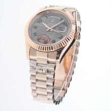 Rolex Day-Date II Automatic Full Rose Gold Number Markers with Gray Dial